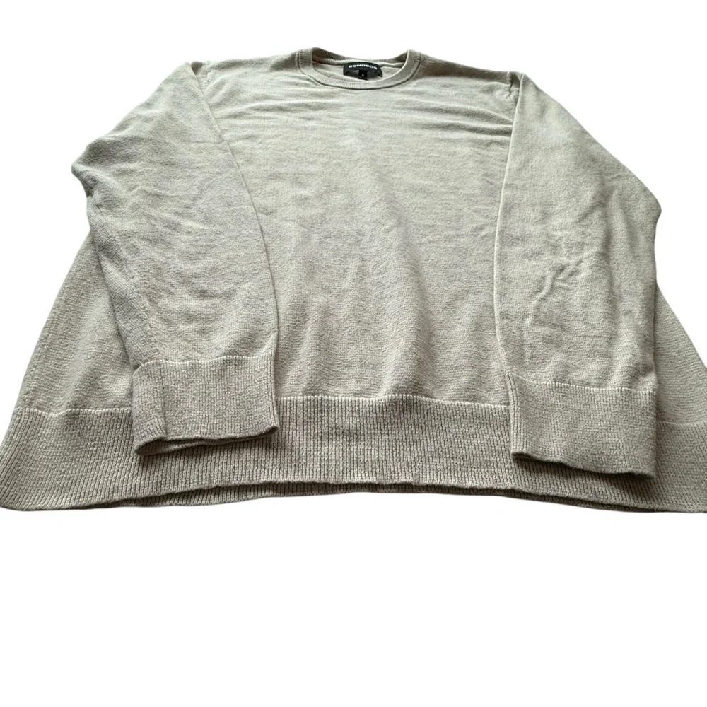BONOBOS Crew Neck Sweater Beige Size Medium Cotton Cashmere Pullover